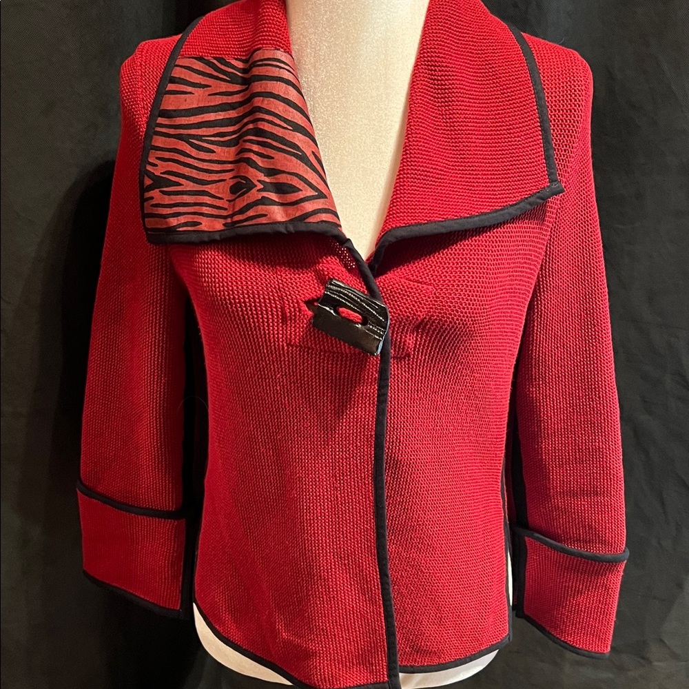 Tivoli Knit Jacket with Zebra Print Collar - Picture 16 of 16